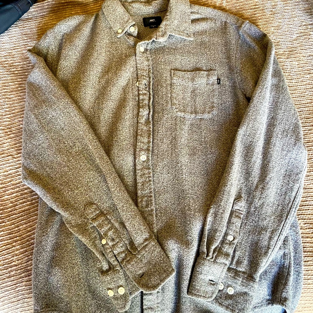 Men’s Heather Grey OBEY Button Up